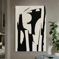 Large 3D Textured Black White Hand Drawn Abstract Canvas Wall Art