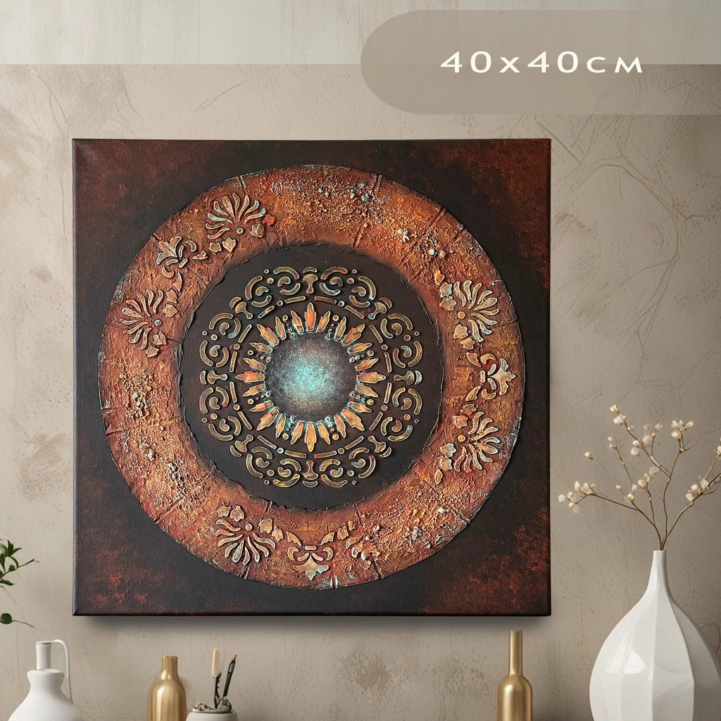 40×40cm 3D Mandala Hand Textured Canvas Wall Panel