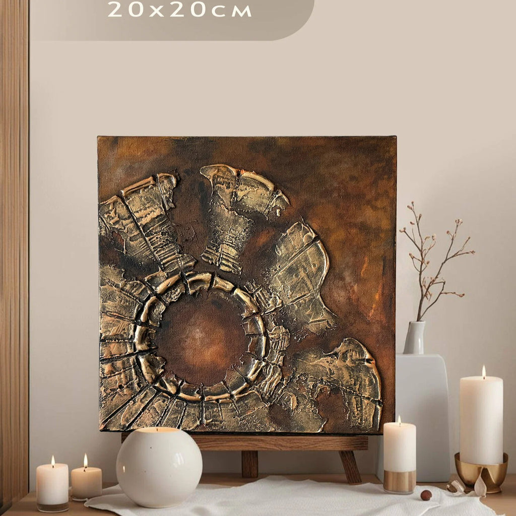 Handmade 3D Textured Abstract Acrylic Canvas Wall Panel 20x20cm