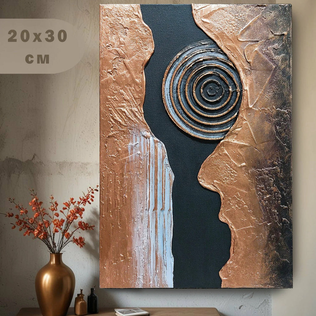Painting interior handmade with three-dimensional texture, author's abstraction on the wall 30x20 cm, canvas, acrylic