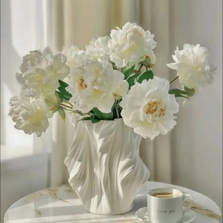 White Wave 25cm Ceramic Faience Table Vase