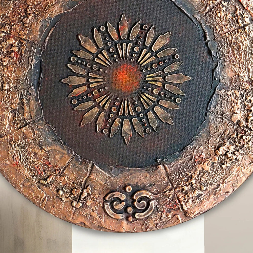 Round 30cm Handmade 3D Abstract Texture Canvas Wall Panel