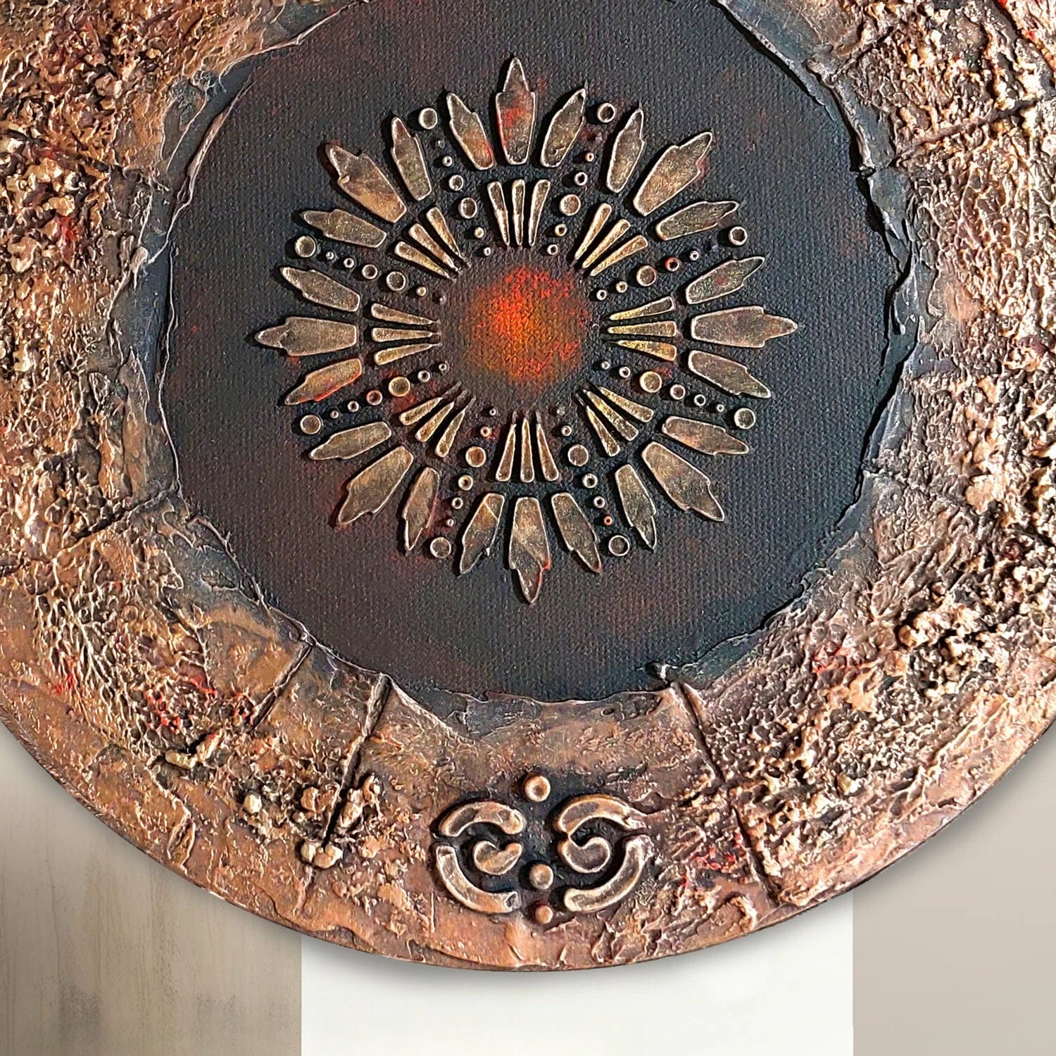 Round 30cm Handmade 3D Abstract Texture Canvas Wall Panel