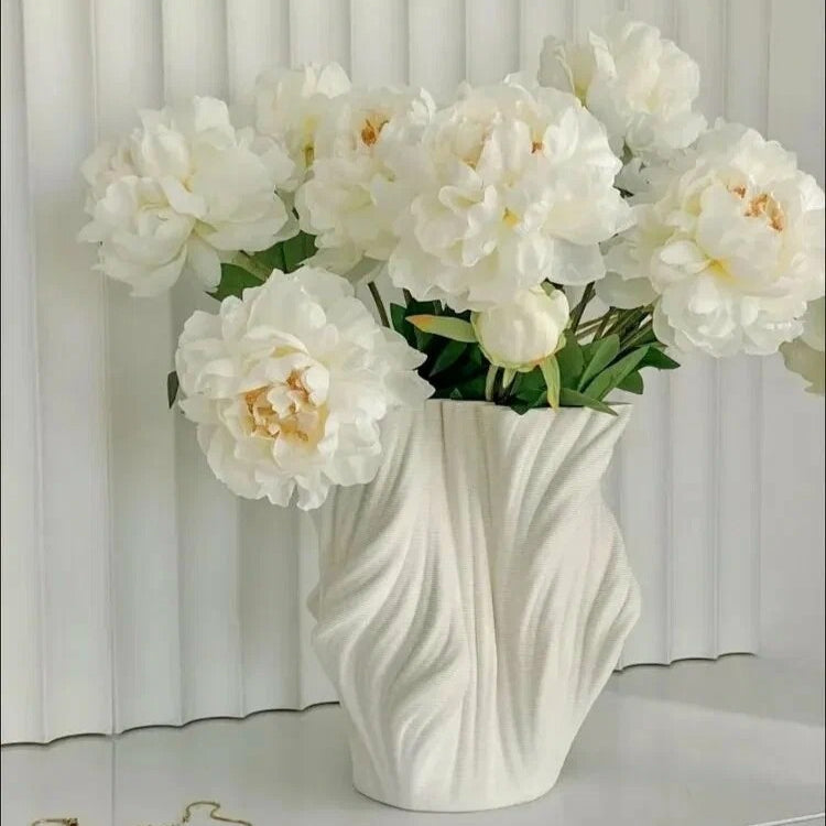 White Wave 25cm Ceramic Faience Table Vase