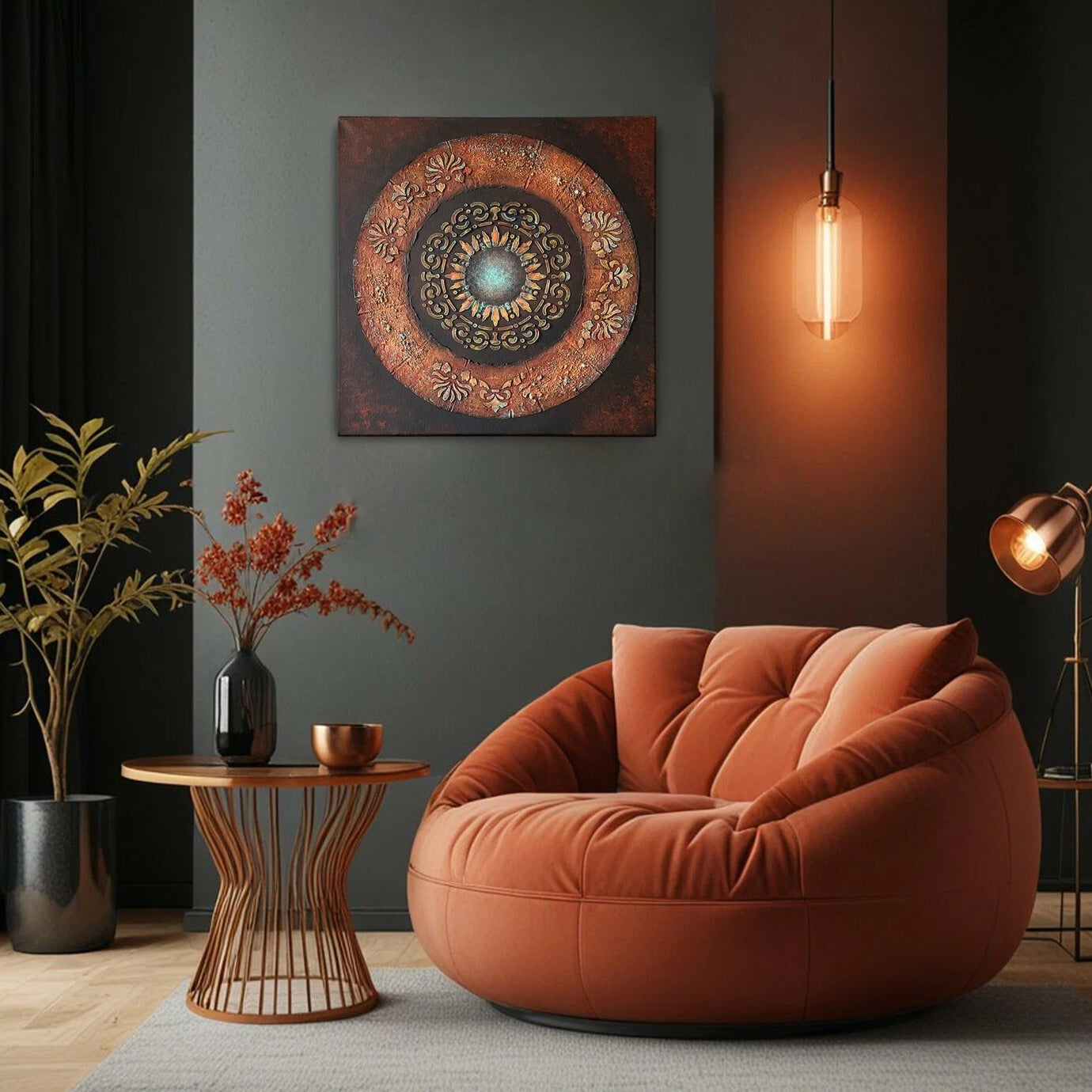 40×40cm 3D Mandala Hand Textured Canvas Wall Panel