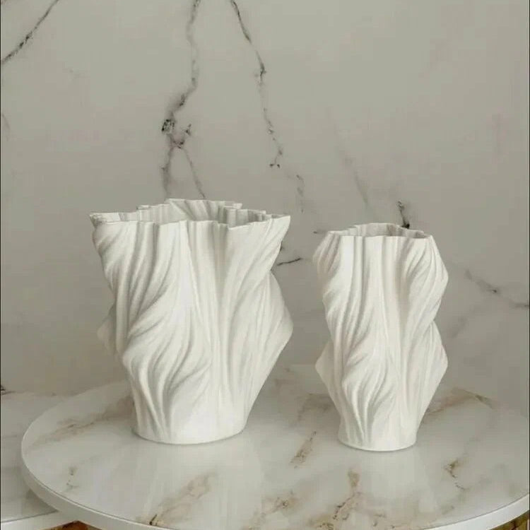 White Wave 25cm Ceramic Faience Table Vase