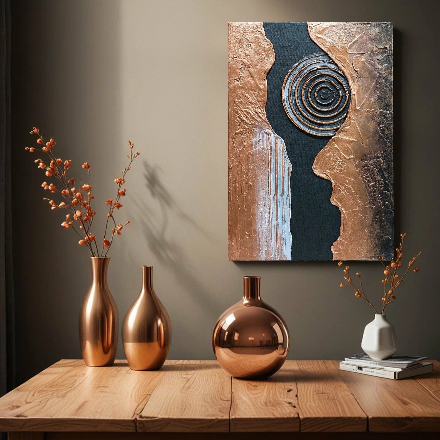 Painting interior handmade with three-dimensional texture, author's abstraction on the wall 30x20 cm, canvas, acrylic