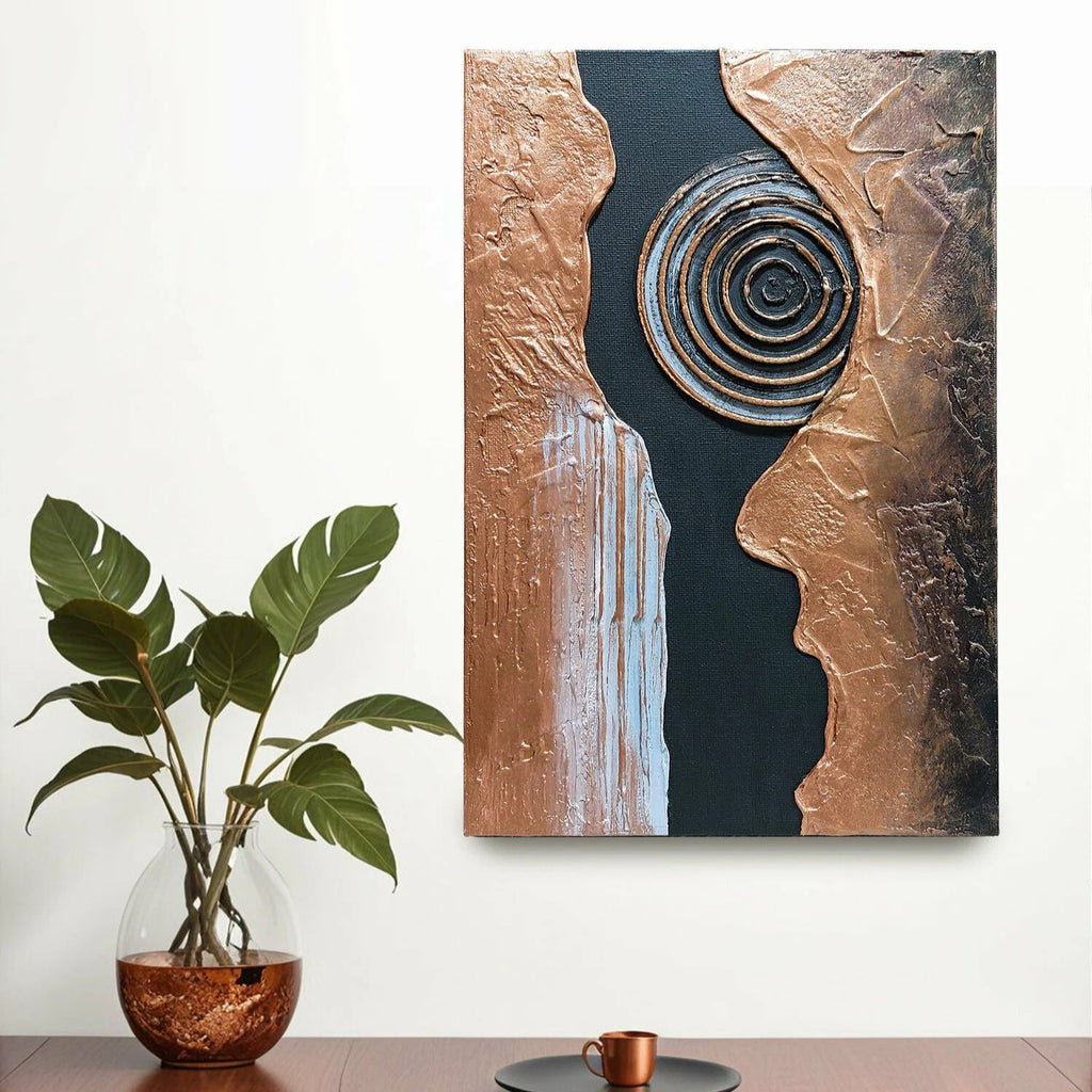 Painting interior handmade with three-dimensional texture, author's abstraction on the wall 30x20 cm, canvas, acrylic