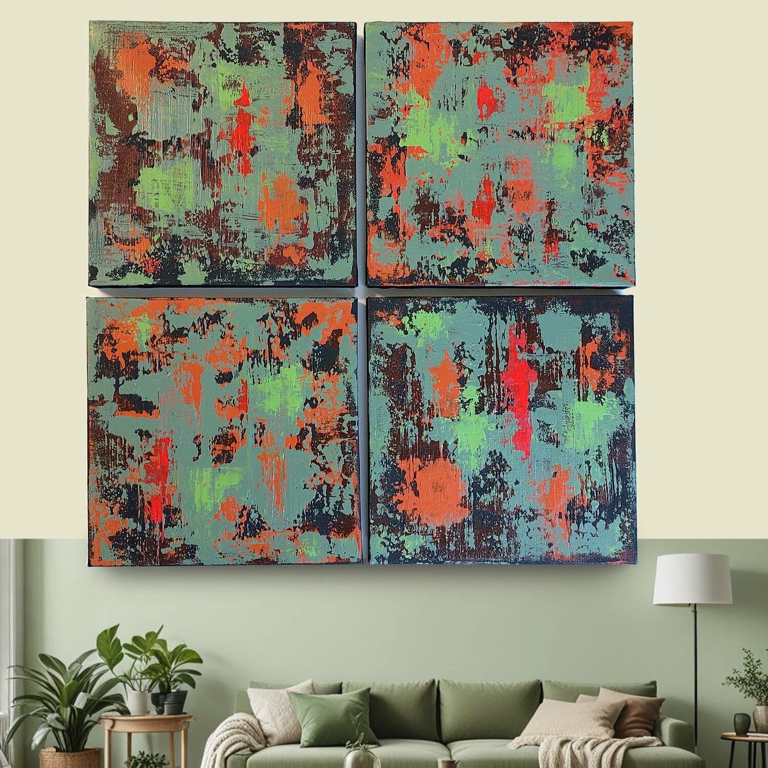 Modular painting for interior 40x40cm, handmade, abstraction, acrylic painting on canvas, wall, author's