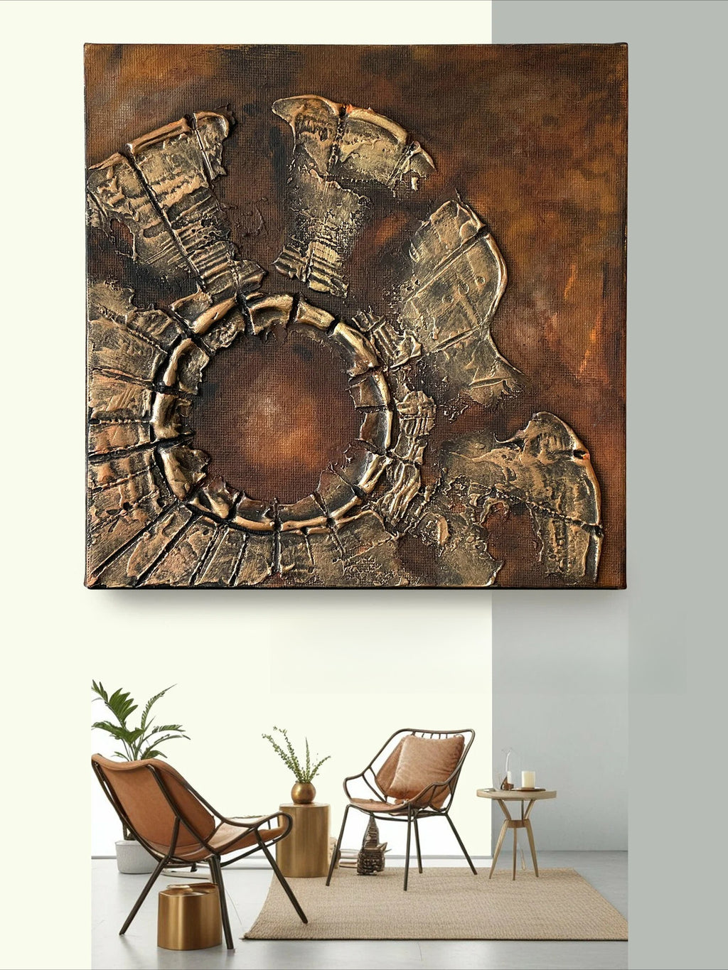 Handmade 3D Textured Abstract Acrylic Canvas Wall Panel 20x20cm