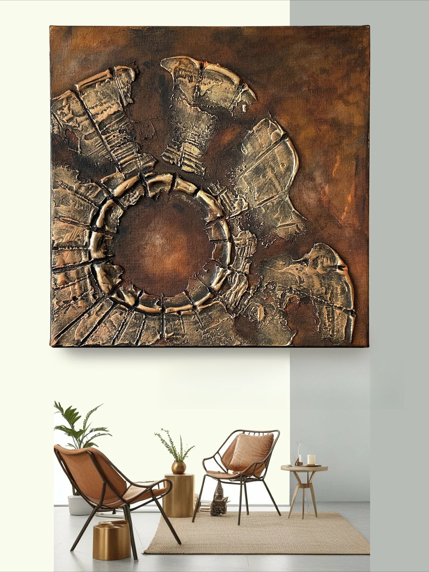 Handmade 3D Textured Abstract Acrylic Canvas Wall Panel 20x20cm