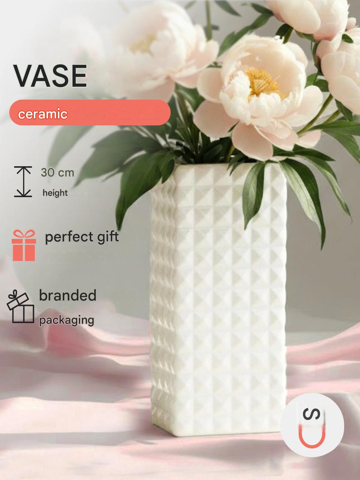 Vase decorative interior ceramic large Florence white for flowers, for decor and comfort of the interior of the house