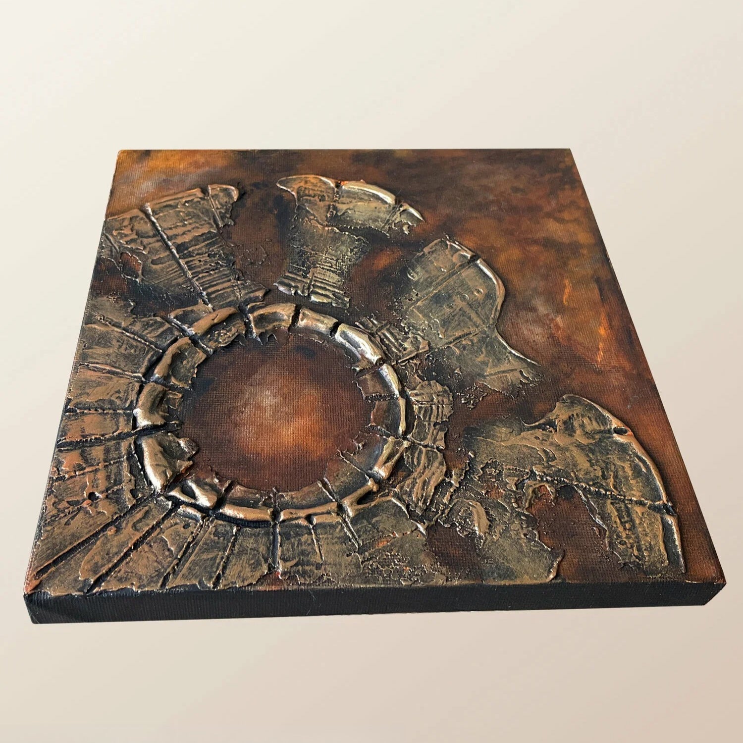 Handmade 3D Textured Abstract Acrylic Canvas Wall Panel 20x20cm