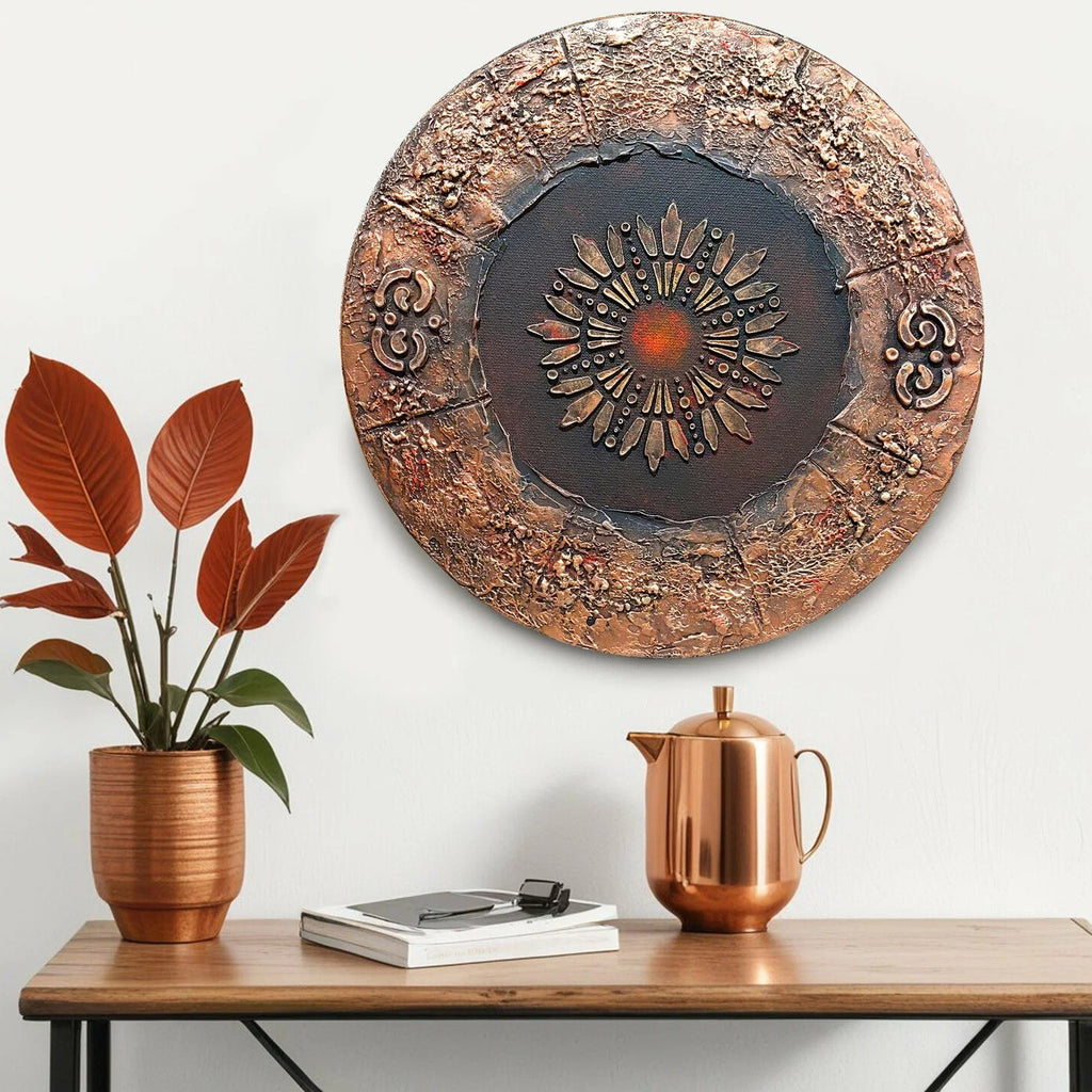 Round 30cm Handmade 3D Abstract Texture Canvas Wall Panel