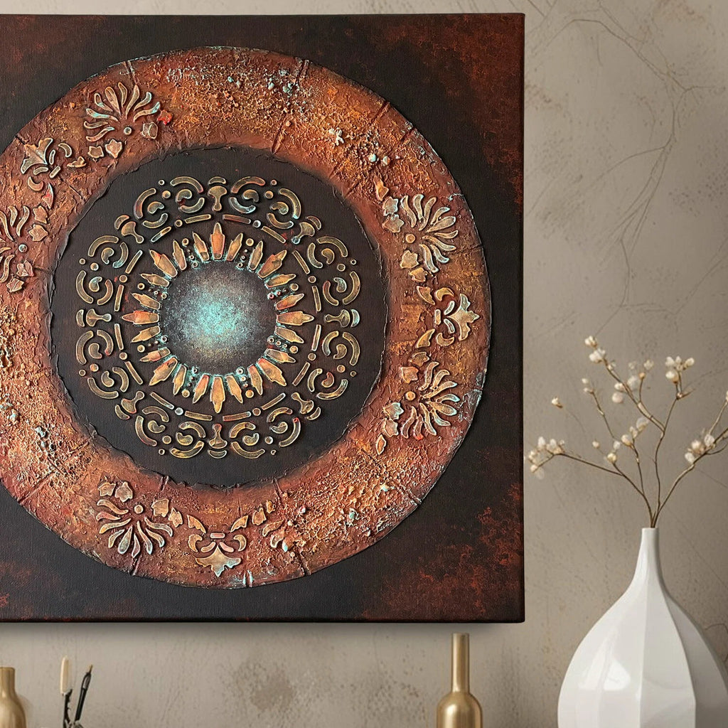 40×40cm 3D Mandala Hand Textured Canvas Wall Panel