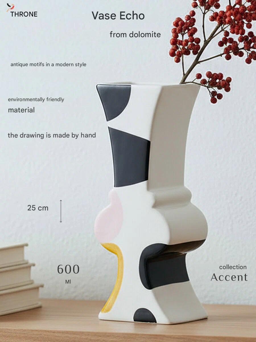 Vase Echo for flowers and dried flowers decorative dolomite Accent Tkano TK24-DEC-VA0003