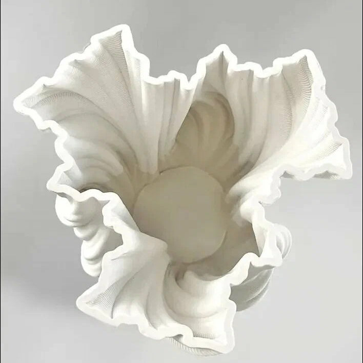 White Wave 25cm Ceramic Faience Table Vase