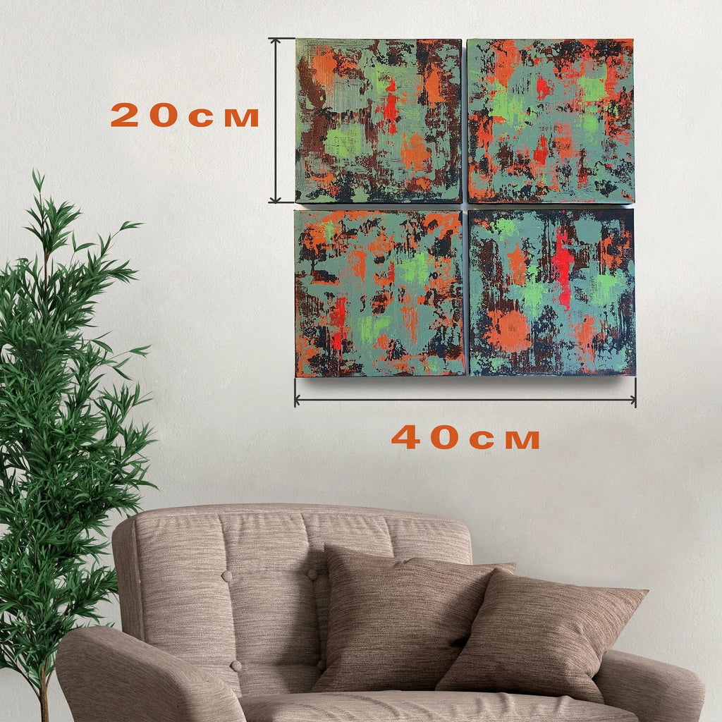 Modular painting for interior 40x40cm, handmade, abstraction, acrylic painting on canvas, wall, author's