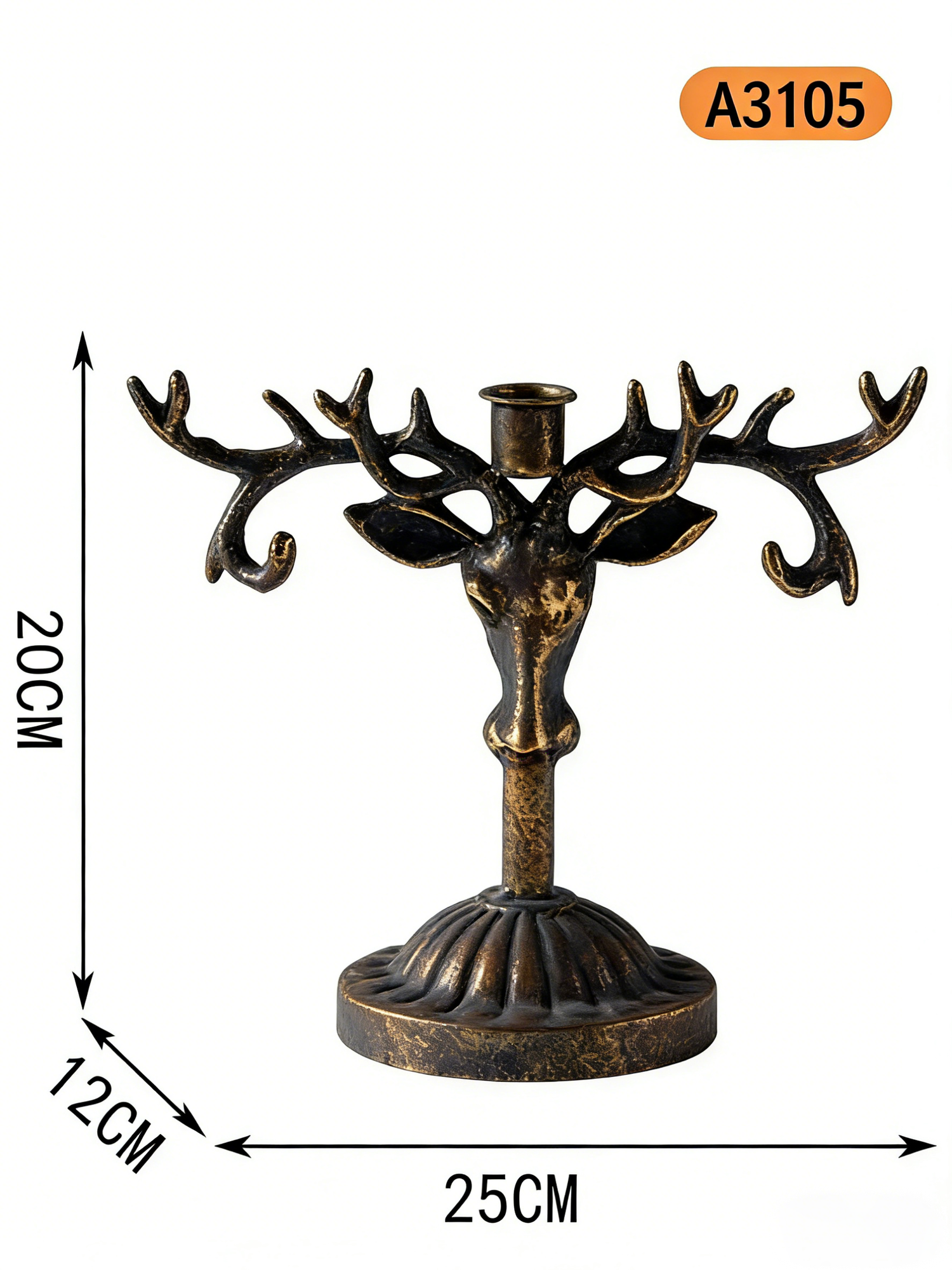 Candlestick for 1 St., 1 pc Iron material, Elk shape. The art of antiquity