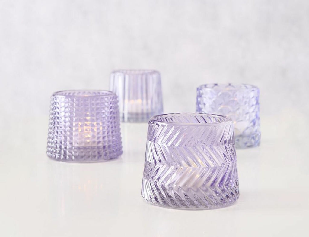 4 Pack Lavender Glass Candlesticks Home Table Decor