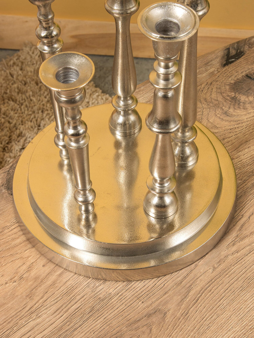 Abundance Silver Aluminum 5-Candle Holder Table Decor