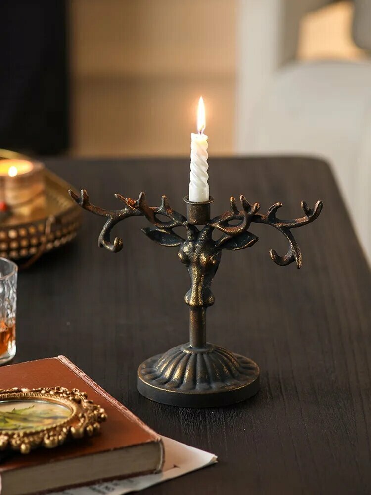 Candlestick for 1 St., 1 pc Iron material, Elk shape. The art of antiquity