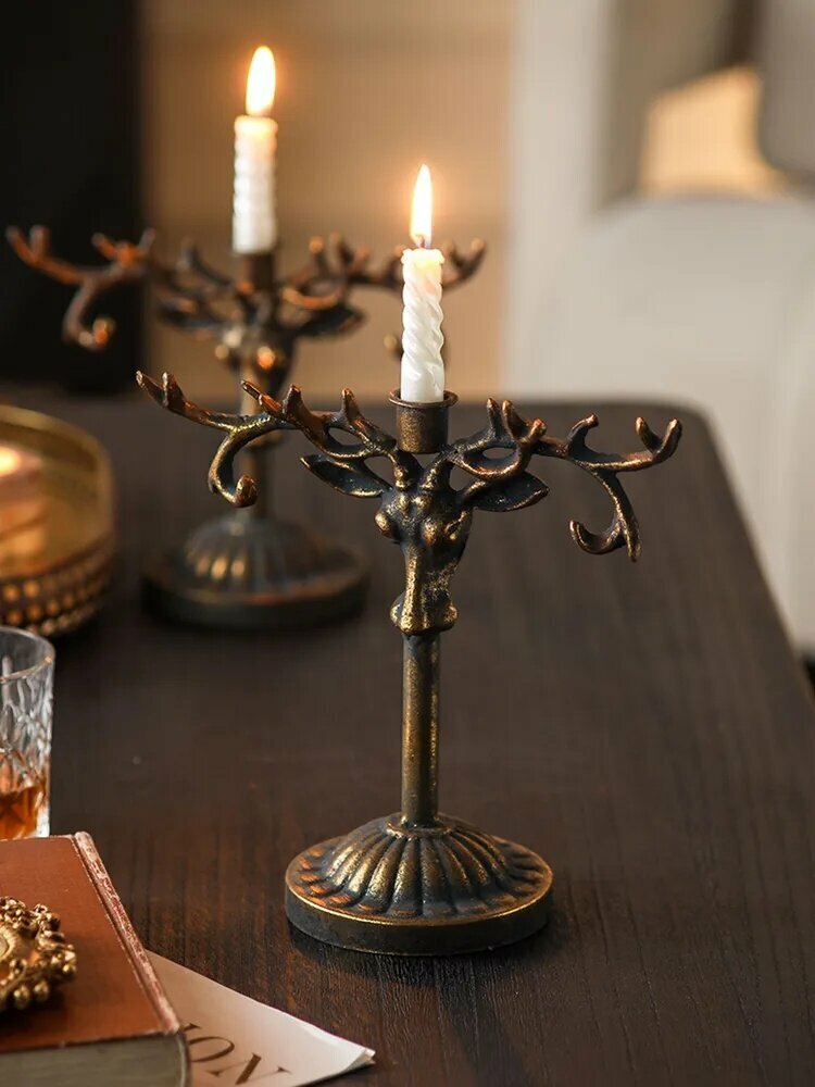 Candlestick for 1 St., 1 pc Iron material, Elk shape. The art of antiquity