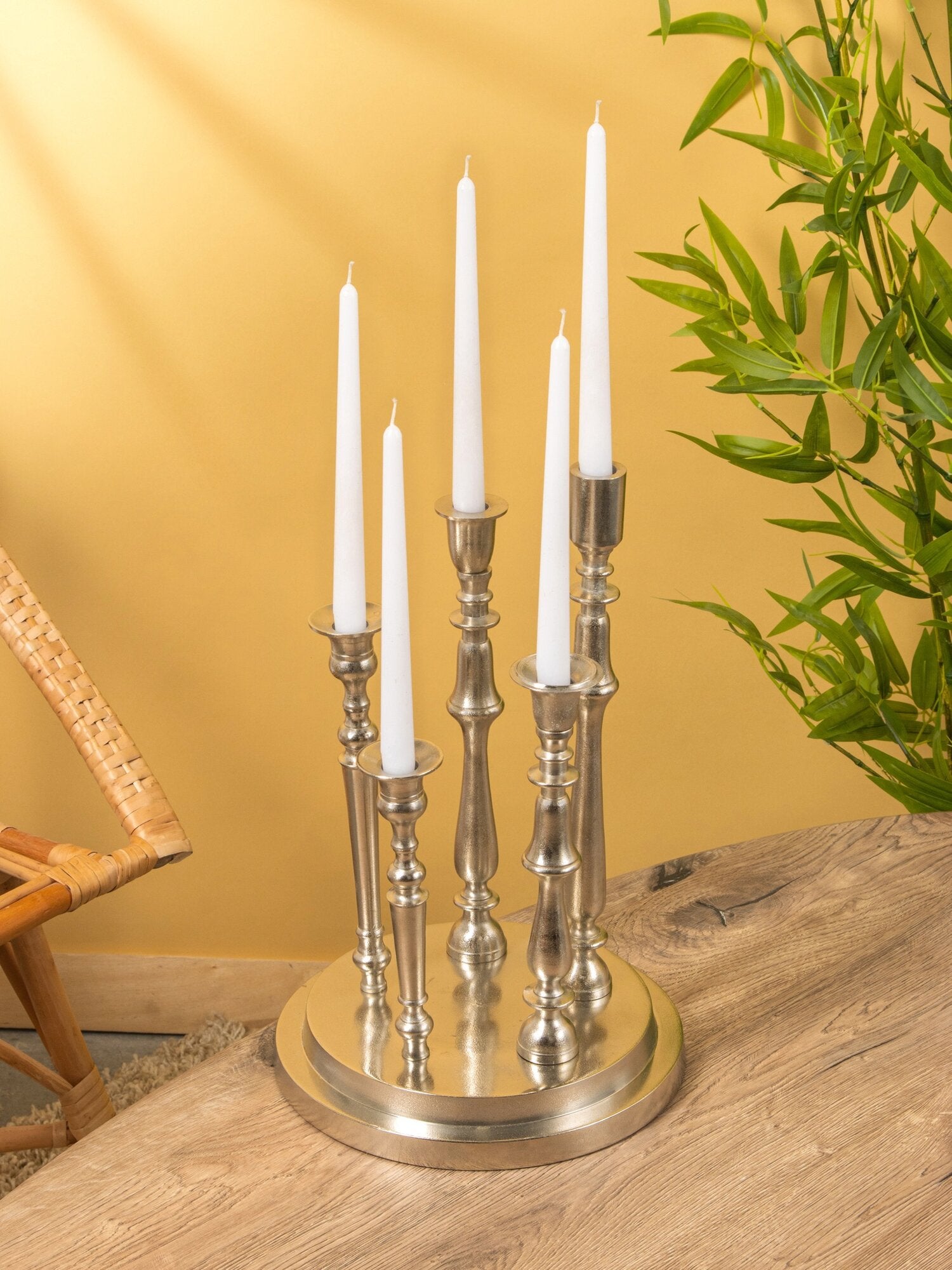 Abundance Silver Aluminum 5-Candle Holder Table Decor