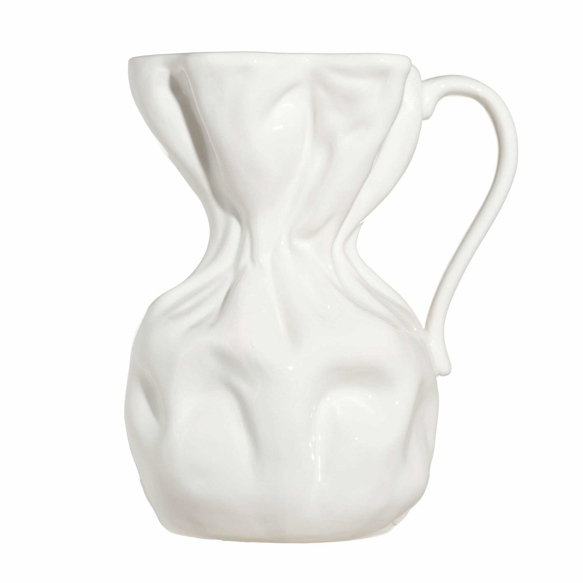 White Ceramic Crumpled Effect 25cm Vase