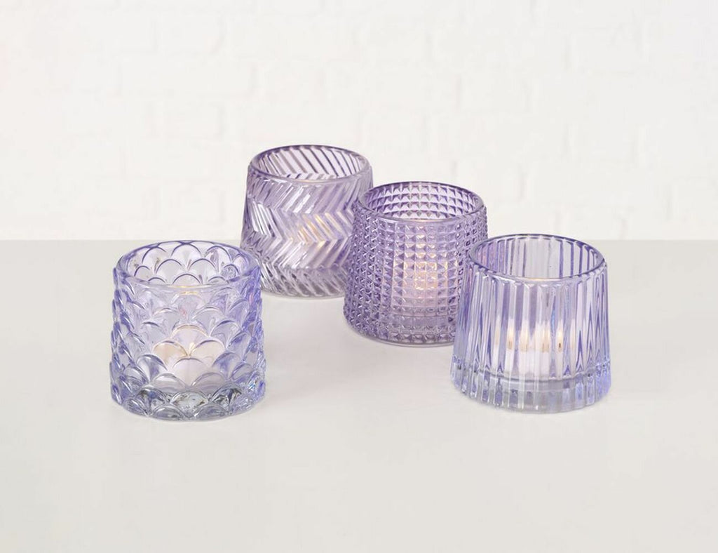 4 Pack Lavender Glass Candlesticks Home Table Decor