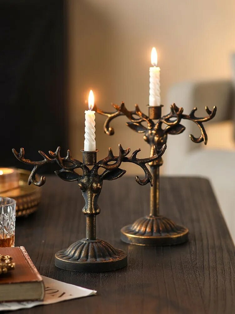 Candlestick for 1 St., 1 pc Iron material, Elk shape. The art of antiquity