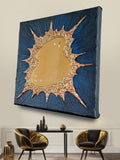 20×20cm Textured 3D Gold Accent Abstract Canvas Wall Art