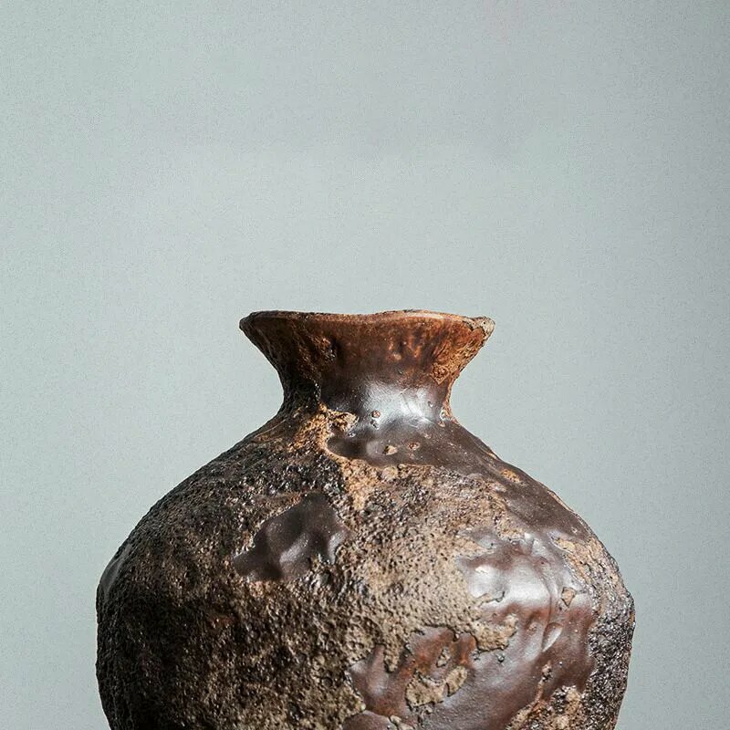 36cm Old Coarse Clay Ceramic Vase
