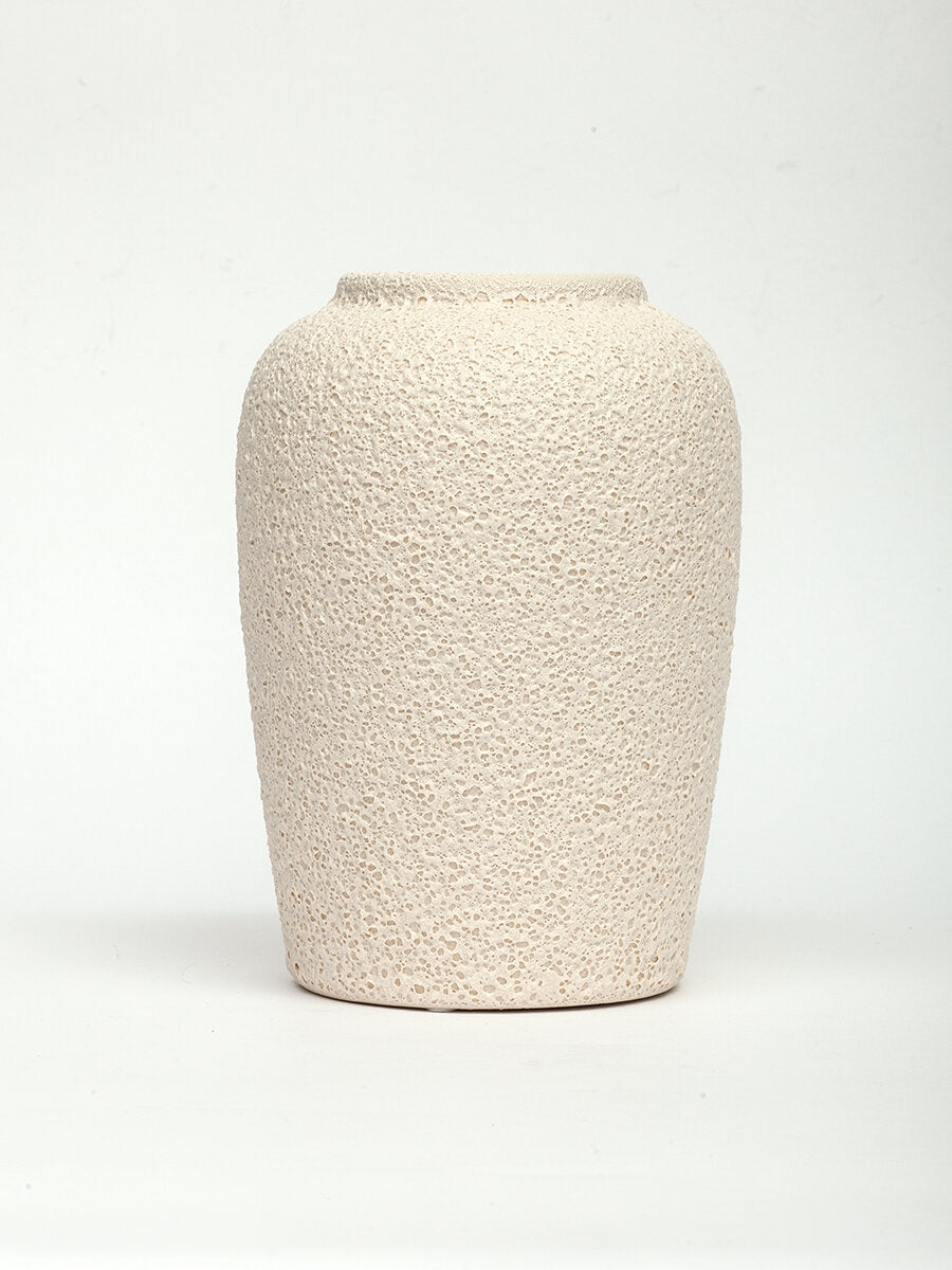 IsmatDecor Beige 25cm Ceramic Table Vase