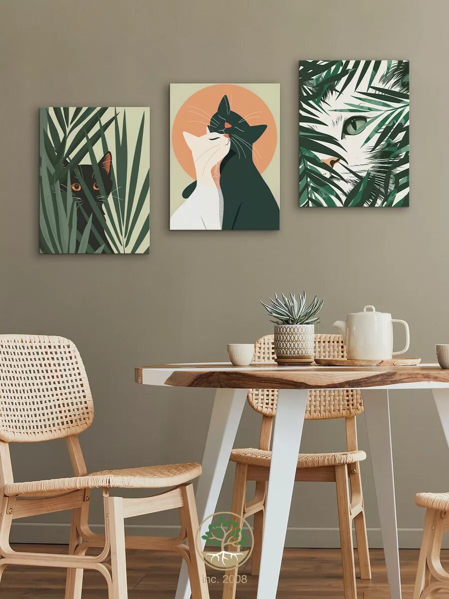 Topposters 3Pcs Stretched Canvas Interior Wall Art Set