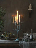Retro Old Blue candlestick holds 10 candles