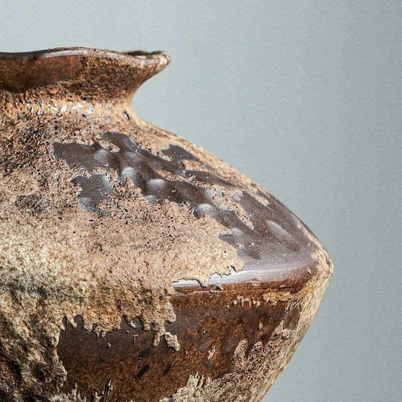 36cm Old Coarse Clay Ceramic Vase