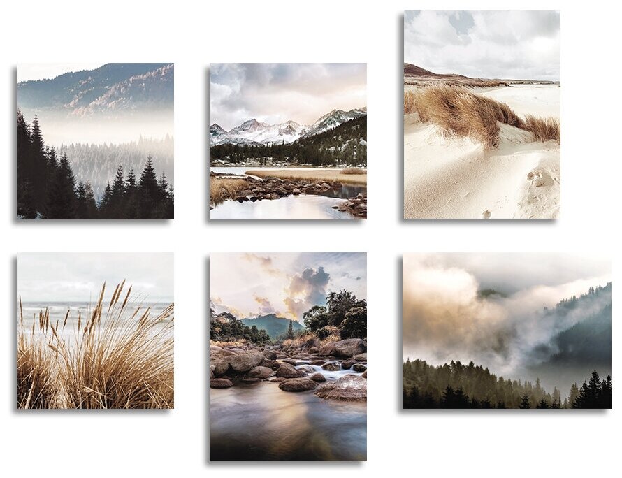 Paintings on canvas with stretcher LOFTime nature mountains 6 pcs K-295-3040