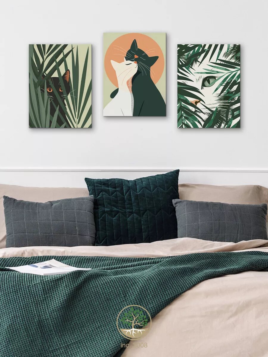 Topposters 3Pcs Stretched Canvas Interior Wall Art Set