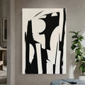 Large 3D Textured Black White Hand Drawn Abstract Canvas Wall Art