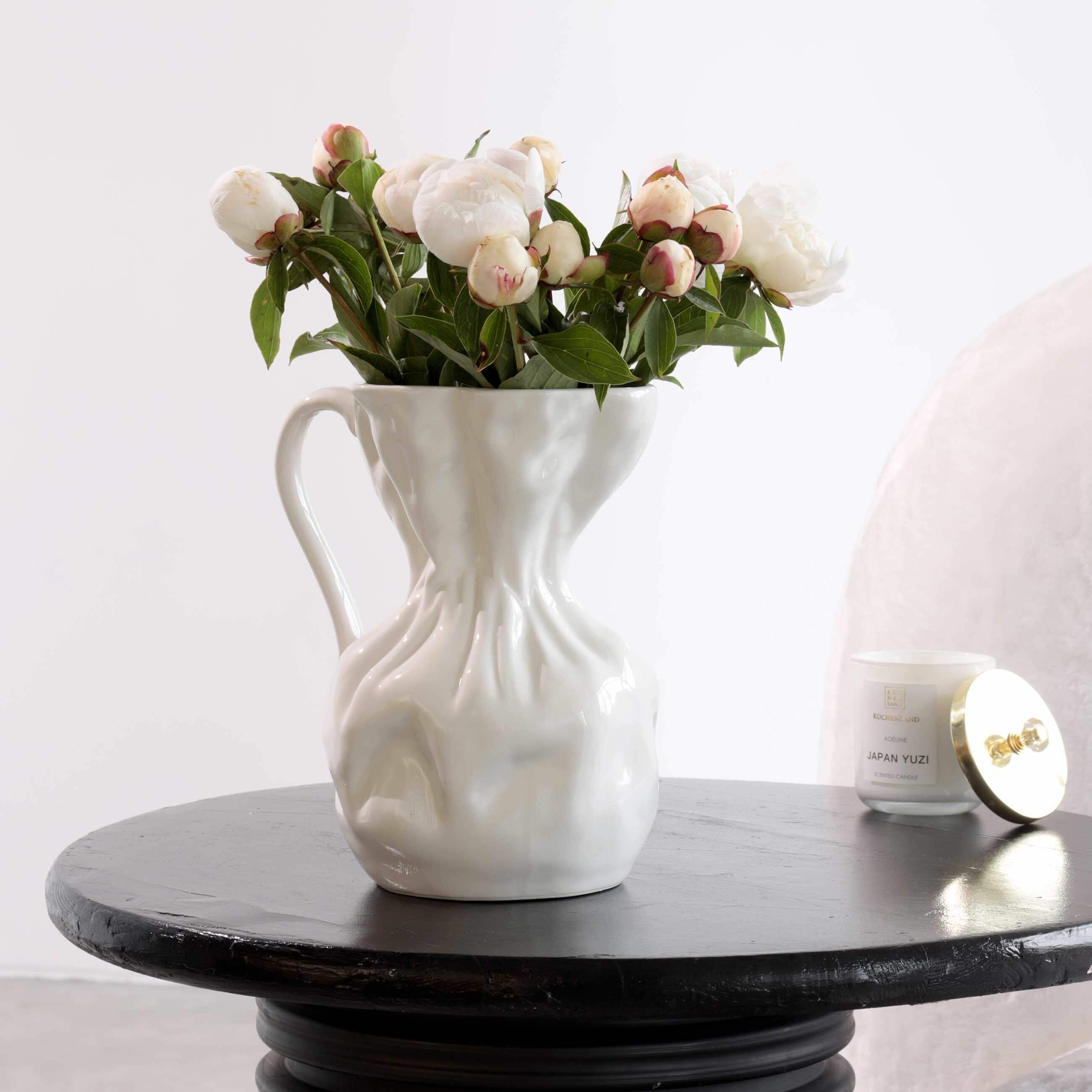 White Ceramic Crumpled Effect 25cm Vase
